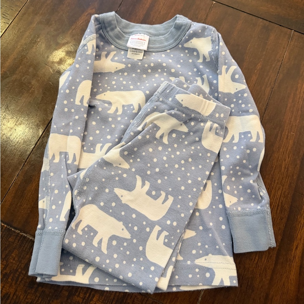 Hanna Andersson Polar Bear Christmas Light Blue Pajama Set